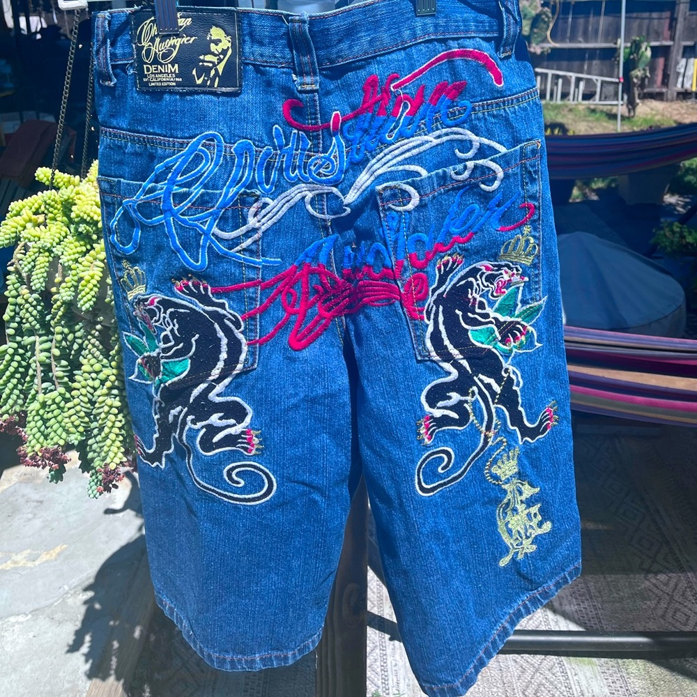 CHRISTIAN AUDIGIER BLACK PANTHER ENGRAVED SHORTS!